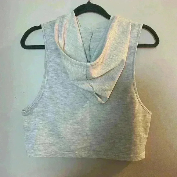 SHEIN Gray Solid Drawstring Sleeveless Hoodie NWOT - Picture 6 of 7